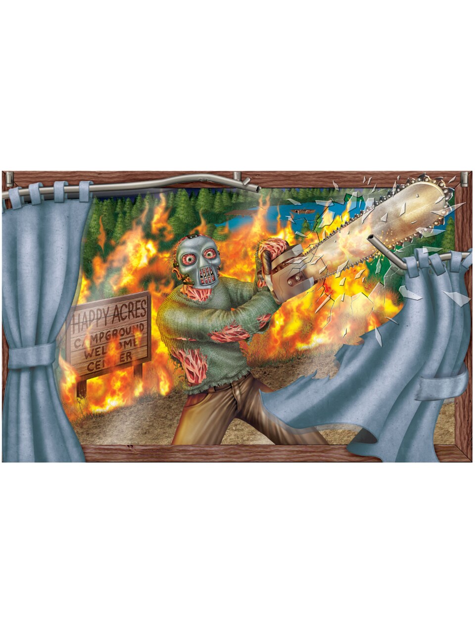 3' Feet x 5' Feet Halloween Horror Insta-View Scene Setter Wall Decal